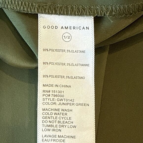 Good American Womens Juniper Green Long Sleeve Shirt Top Size S / M Satin Like - Picture 7 of 10